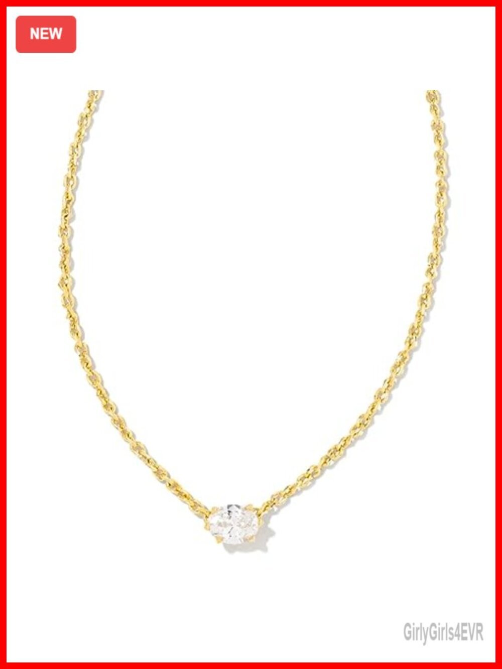 Gold Plated Pendant Necklace with Cubic Zirconia Stone